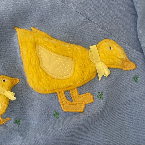 vintage blue sweat set with fuzzy ducks - Picture 2 of 4